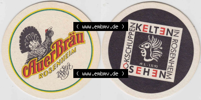 Bierdeckel Auerbräu Rosenheim seit 1889, Lokschuppen in Rosenheim Kelten sehen (1). Deutscher Katalog über deutsche Bierdeckel... Sammlung