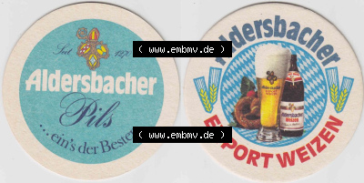 Bierdeckel Aldersbacher Pils, ... eins der Besten, Export Weizen (1). Deutscher Katalog über deutsche Bierdeckel Brauerei Aldersbach... Sammlung