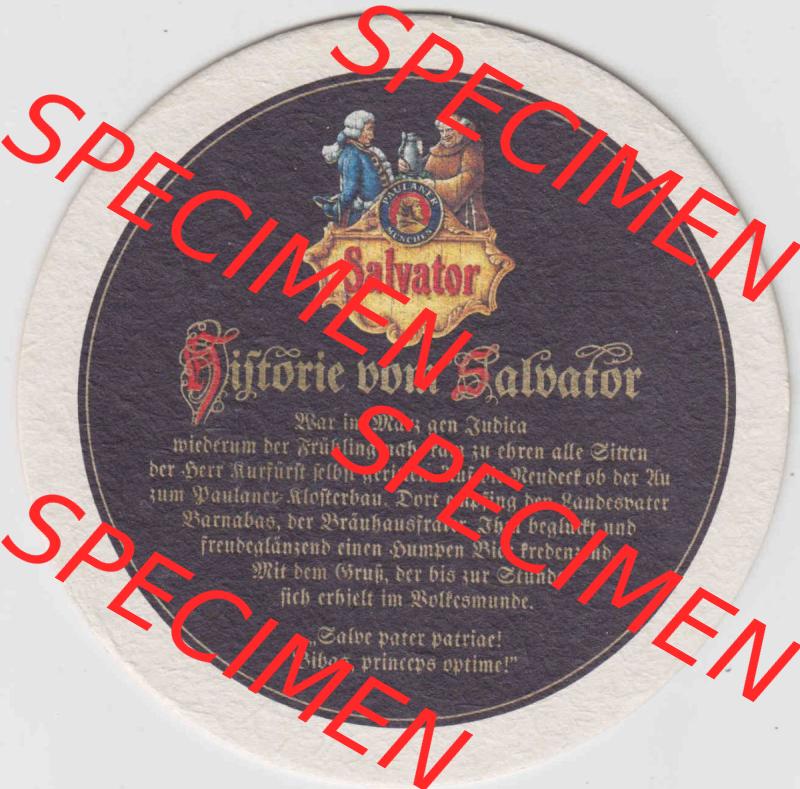 Bierdeckel Paulaner München Salvator, Historie vom Salvator (2). Deutscher Katalog über deutsche Bierdeckel Paulaner Brauerei aus Bundesland Bayern zum katalogisieren und... Sammlung
