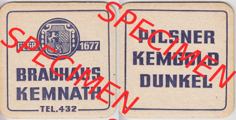 Bierdeckel Gegr, 1677, Brauhaus Kemnath, Pilsner Kemgold Dunkel (1). Deutscher Katalog über deutsche Bierdeckel Brauhaus Kemnath aus Bundesland Bayern zum katalogisieren... Sammlung