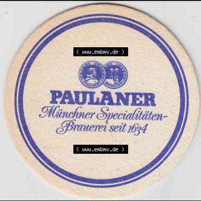 Bierdeckel Paulaner, Münchener Spezialitäten, Brauerei seit 1634 (2). Deutscher Katalog über deutsche Bierdeckel Paulaner Brauerei aus Bundesland Bayern zum... Sammlung