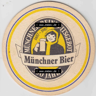 Bierdeckel 1987, Paulaner Hefe-Weißbier, Altbayerische Brauart, Münchener Reinheistsgebot (2). Deutscher Katalog über deutsche... Sammlung