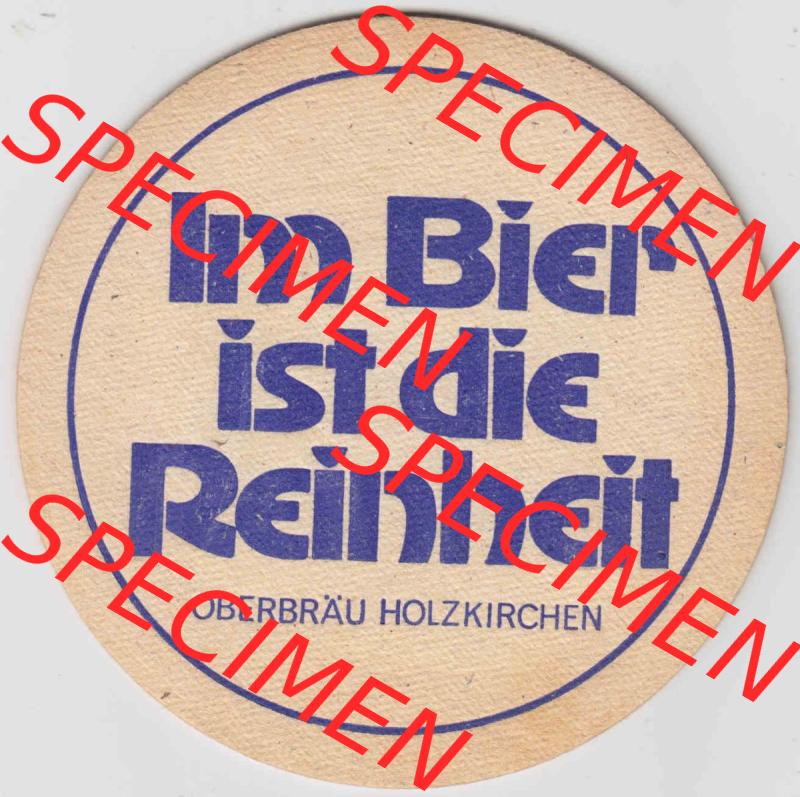 Bierdeckel Oberbräu Bier Holzkirchen, Im Bier ist die Reinheit (6). Deutscher Katalog über deutsche Bierdeckel Holzkirchner Oberbräu aus Bundesland Bayern zum katalogisieren... Sammlung