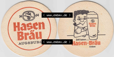 Bierdeckel Hasen-Bräu Augsburg (1). Deutscher Katalog über deutsche Bierdeckel Hasen-Bräu Augsburg aus Bundesland Bayern zum... Sammlung