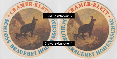 Bierdeckel Cramer-Klett, Schlossbrauerei Hohenaschau (1). Deutscher Katalog über deutsche Bierdeckel Schlossbrauerei Hohenaschau... Sammlung