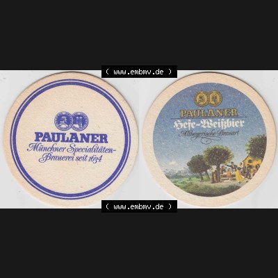 Bierdeckel Paulaner, Münchener Spezialitäten, Brauerei seit 1634 (1). Deutscher Katalog über deutsche Bierdeckel Paulaner Brauerei aus Bundesland Bayern zum... Sammlung