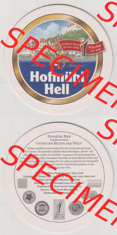 Bierdeckel Hofmühl Hell, Privatbrauerei, Hofmühl Bier, Unter den besten der Welt, Höhchste Qualität ist entscheidend (3). Deutscher Katalog... Sammlung