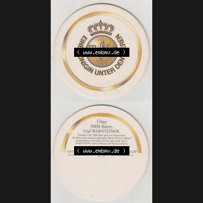 Bierdeckel Warsteiner, Eine Königin unter den Bieren, Über 5000 Biere Und Warsteiner, Tatsache Über 5000 Biere gibt es in Deutschland (3). Deutscher Katalog... Sammlung