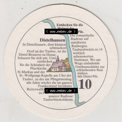 Bierdeckel Distel-PIls aus Distelhausen, Heimat des Distel Pils, 10. Karte mit Distelhausen (2). Deutscher Katalog über die deutschen... Sammlung