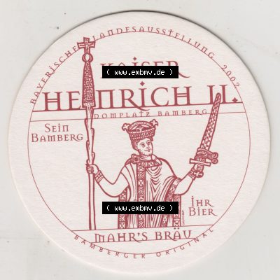 Bierdeckel Brauerei Mahr-Bräu, Bamberger Original Kaiser Heinrich II. (1). Deutscher Katalog über deutsche Bierdeckel Brauerei Mahr-Bräu aus Bundesland Bayern... Sammlung