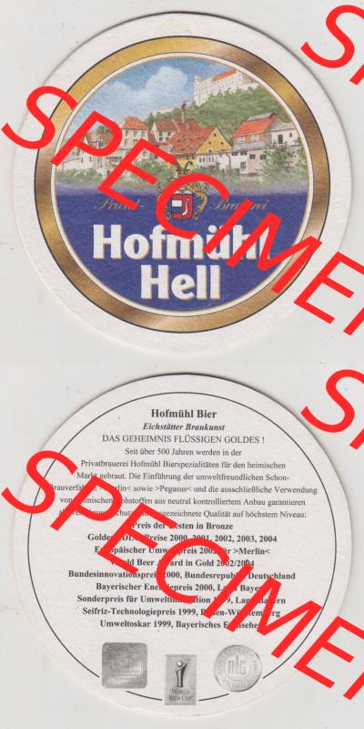 Bierdeckel Hofmühl Privatbrauerei, Hofmühl Hell, Bier Eichstätter Braukunst, Das Geheimnis des flüssigen Goldes (3). Deutscher Katalog über deutsche... Sammlung