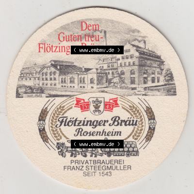 Bierdeckel Flötzinger Bräu, Rosenheim, Privbatbrauerei Franz Steegmüller seit 1543 (2). Deutscher Katalog über deutsche Bierdeckel Flötzinger Brauerei... Sammlung