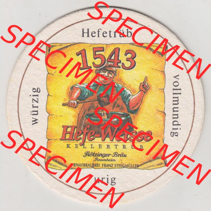 Bierdeckel Flötzinger Bräu, Rosenheim, Privbatbrauerei Franz Steegmüller seit 1543 (1). Deutscher Katalog über deutsche Bierdeckel Flötzinger Brauerei... Sammlung