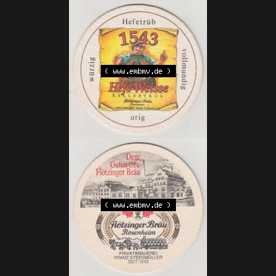Bierdeckel Flötzinger Bräu, Rosenheim, Privbatbrauerei Franz Steegmüller seit 1543 (3). Deutscher Katalog über deutsche Bierdeckel Flötzinger Brauerei... Sammlung