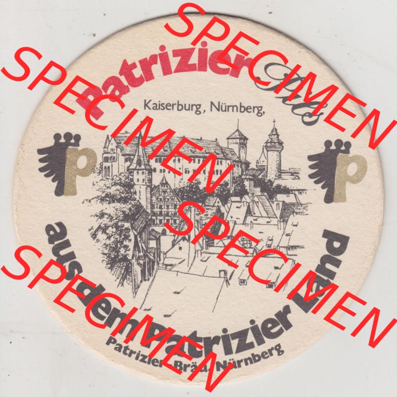 Bierdeckel Patrizier Pils, ...Brau-Erfahrung die man schmeckt, Bierdeckel mit Motiv Kaiserburg, Nürnberg (2). Deutscher Katalog über deutsche... Sammlung