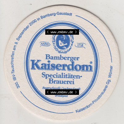 Bierdeckel 2000, Bamberger Kaiserdom, Specialitäten-Brauerei, Anspruchsvolle Geschmacksreife durch handwerkliche Braukunst (1).... Sammlung