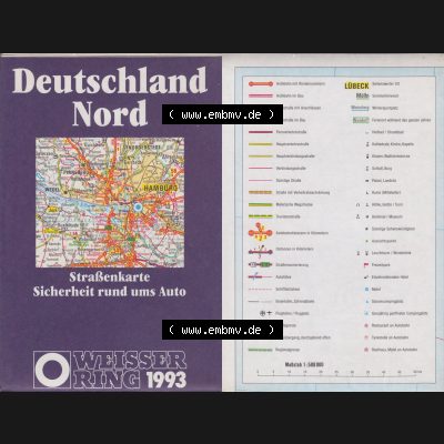Landkarte 1993, Deutschland Nord, Weisser Ring, Straßenkarte, Sicherheit rund ums Auto Straßenkarte von Weisser Ring 1993 als Datensatz im online Katalog, Datenbank... Sammlung