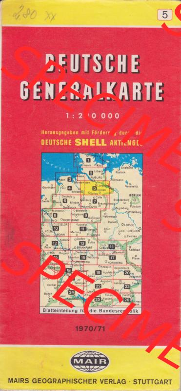 Landkarten 1970/71, Deutsche Generalkarte, Mairs Geographischer Verlag, Stuttgart, Karte 5. Generalkarte von Deutschland der BRD von MAIR-Verlag als Datensatz im online... Sammlung