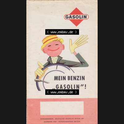 Landkarte BRD, Schleswig-Holstein 1961, Gasolin-Autokarte Titelblatt mit Werbespruch Mein Benzin - Gasolin Schleswig-Holstein - Nördl. Niedersachsen. Autokarte mit Maßstab... Sammlung