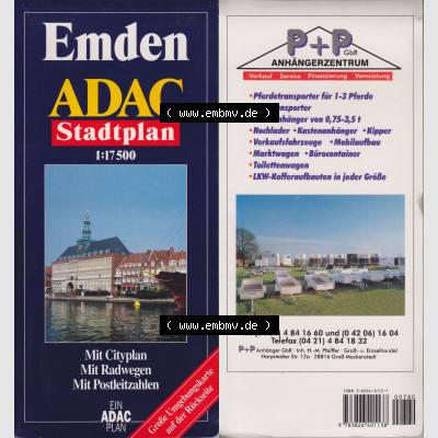 Landkarte BRD, Niedersachsen, Stadt Emden, ADAC-Stadtplan Stadtplan von ADAC-Verlag als Datensatz im online Katalog, Datenbank und Sammler-Verwaltung für Sammler von Landkarten... Sammlung