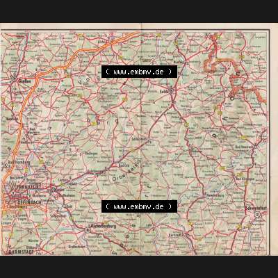 Autokarte 1958, Gasolin Deutschlandkarte Teil 5, Deutschland-Karte 5 von 8 Umgebung Koblenz, Frankfurt, Mannheim, Saarbrücken BRD, 1958 Gasolin Deutschlandkarte... Sammlung