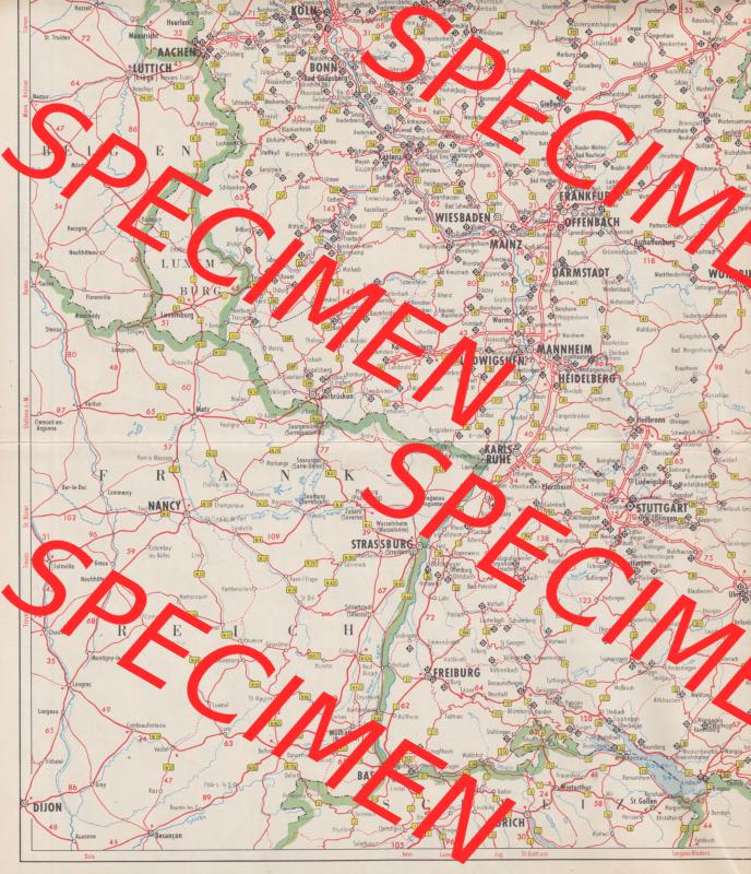 Autokarte 1957, Gasolin Deutschlandkarte Teil 6, Nürnberg, Stuttgart, Regensburg 0010. Alte Historische Karte der BRD digitalisiert, Jahrgang 1957 von Gasolin... Sammlung