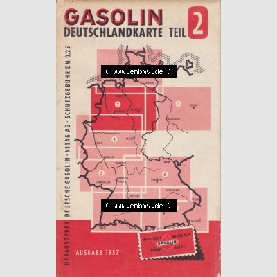 Landkarte BRD 1957, Gasolin Deutschlandkarte Teil 2, Bremen, Osnabrück, Hannover Titelblatt - Gasolin. Die Karten über die BRD und mit Teilkarte der DDR wurden... Sammlung