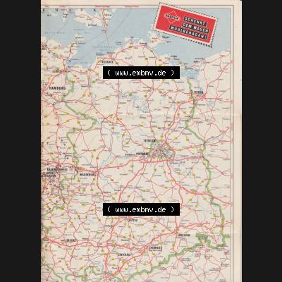 BRD 1958, Gasolin Deutschlandkarte Teil 1, Kiel Hamburg 0005, Deutschland - DDR-Übersicht. BRD Gasolin Deutschlandkarte Teil 1/8 von 1958 die Karte wurde nahezu komplett... Sammlung
