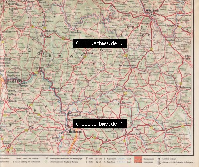 Deutschland-Karte 5 von 8 Umgebung Koblenz, Frankfurt, Mannheim, Saarbrücken Sammlung