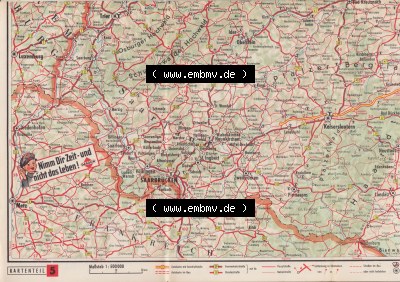 Deutschland-Karte 5 von 8 Umgebung Koblenz, Frankfurt, Mannheim, Saarbrücken Sammlung