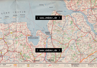 Wilhelmshaven, Bremerhaven, Bremen. BRD Gasolin Deutschlandkarte Teil 1/8 Sammlung