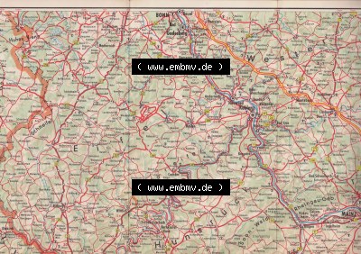 Deutschland-Karte 5 von 8 Umgebung Koblenz, Frankfurt, Mannheim, Saarbrücken Sammlung
