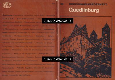 DDR Unser Kleines Wanderheft, VEB Brockhaus Leipzig, Nr. 33, Quedlinburg. Umschlag der DDR Unser Kleines Wanderheft, wurde von... Sammlung