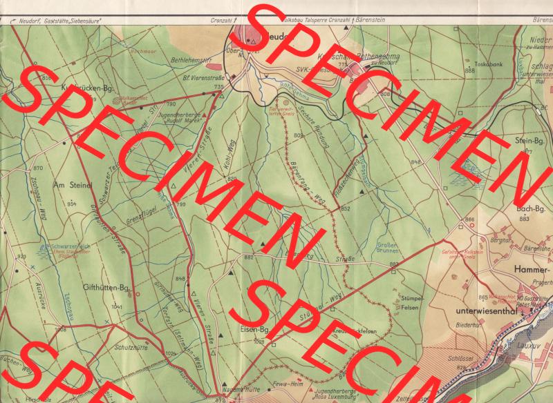 Wanderkarte DDR, Bezirk Karl-Marx-Stadt, Untertitel Die Gut Wanderkarte 54, Oberwiesenthal und Umgebung im Maßstab 1:20000 vom Verlag VEB Bibliographisches Institut Leipzig... Sammlung