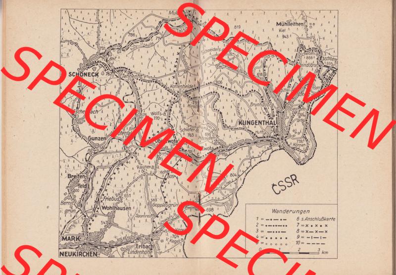 DDR Unser Kleines Wanderheft, VEB Bibliographisches Institut Leipzig, Nr. 14, Aschberggebiet, Klingenthal-Markneukirchen-Schöneck. Eine Karten-Skizze der DDR... Sammlung