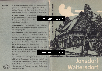 DDR Unser Kleines Wanderheft, VEB Brockhaus Leipzig, Nr. 69, Jonsdorf, Waltersdorf. Umschlag der DDR Unser Kleines Wanderheft,... Sammlung