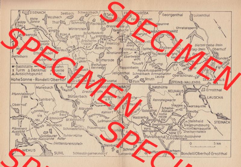 DDR Unser Kleines Wanderheft, VEB Brockhaus Leipzig, Nr 86, Der Rennsteig. Eine Karten-Skizze der DDR Unser Kleines Wanderheft, wurde von VEB Brockhaus Verlag in der DDR... Sammlung