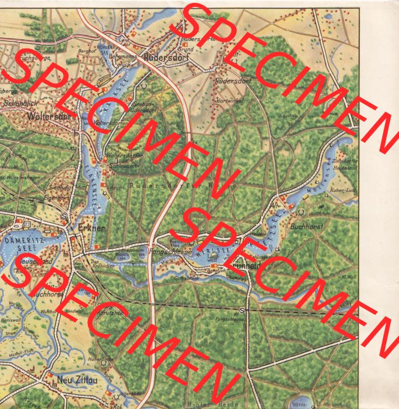 Landkarte DDR Bezirk Berlin, Bildkarte Müggelsee und Dahme bei Berlin Köpenick vom Verlag VEB Landkartenverlag Berlin zu DDR-Zeiten Bildkarte Müggelsee und Dahme Teilkarte mit Original... Sammlung