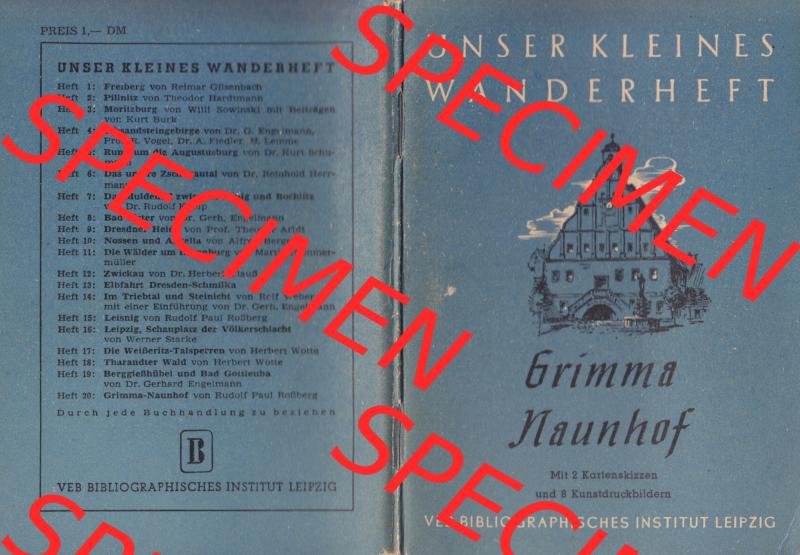 DDR Unser Kleines Wanderheft, VEB Bibliographisches Institut Leipzig, Nr. 20, Grimma-Nauhof. Umschlag der DDR Unser Kleines Wanderheft vom Verlag VEB Bibliographisches Institut... Sammlung