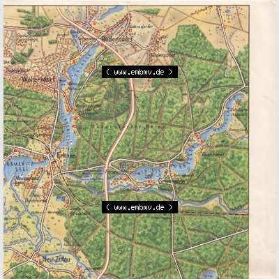 Landkarte DDR Bezirk Berlin, Bildkarte Müggelsee und Dahme bei Berlin Köpenick vom Verlag VEB Landkartenverlag Berlin zu DDR-Zeiten Bildkarte Müggelsee und Dahme Teilkarte mit Original... Sammlung