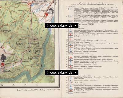 Wanderwege im Zittauer Gebirge, Wanderkarte DDR Bezirk Dresden, Zittauer Gebirge 1957, der Kartenreihe "Die Gute Wanderkarte",... Sammlung