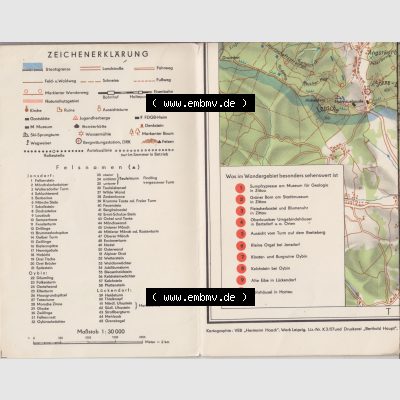 DDR Bezirk Dresden, Zittauer Gebirge 1957, Die gute Wanderkarte Karte 65, Zittauer Gebirge Zeichenerklärung - Was im Wandergebiet sehenswert ist. Digitalisierte Wanderkarte... Sammlung