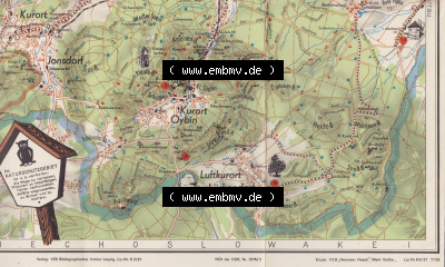 Karte Kurorte Jonsdorf, Oybin, Luftkurort Lückendorf, Wanderkarte DDR Bezirk Dresden, Zittauer Gebirge 1957, der Kartenreihe... Sammlung