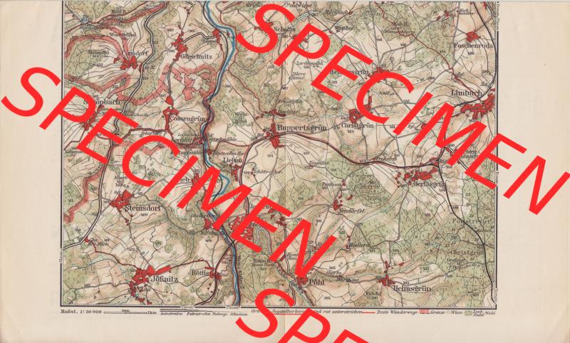 Land Thüringen, Um 1930 Umgebung von Greiz-Jocketa, Verlag Paul Lissel, Leipzig. Alte Landkarten aus dem Deutschen Reich können hier im online Katalog und Datenbank von... Sammlung