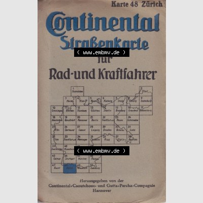 Schweiz zur Zeit des Deutschen Reichs, Zürich um 1930 Continental Straßenkarte Karte 48 Zürich, für Radfahrer und Kraftfahrer Landkarte / Straßenkarte Zürich... Sammlung