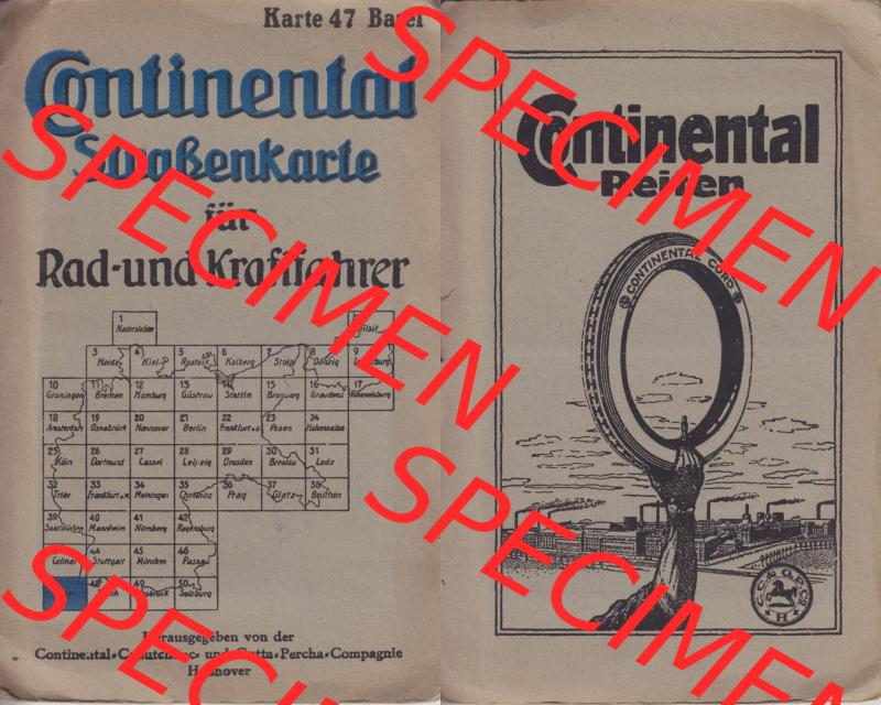Schweiz zur Zeit des Deutschen Reichs, Basel um 1930 Continental Straßenkarte Karte 47 Basel, Schweiz, für Rad- und Kraftfahrer Landkarte / Straßenkarte von Continental... Sammlung