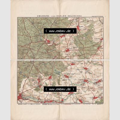 Land Sachsen, Kreis Leipzig, Dahlen-Oelzschau Um 1930 Umgebung von Dahlen-Oelzschau, Verlag Paul Lissel, Leipzig. Alte Landkarten aus dem Deutschen Reich können hier... Sammlung