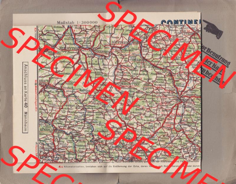 Land Bayern, Nürnberg im Deutschen Reich, Straßenkarte um 1930, Continental Straßenkarte Karte 41, Nürnberg, für Rad- und Kraftfahrer Landkarte... Sammlung