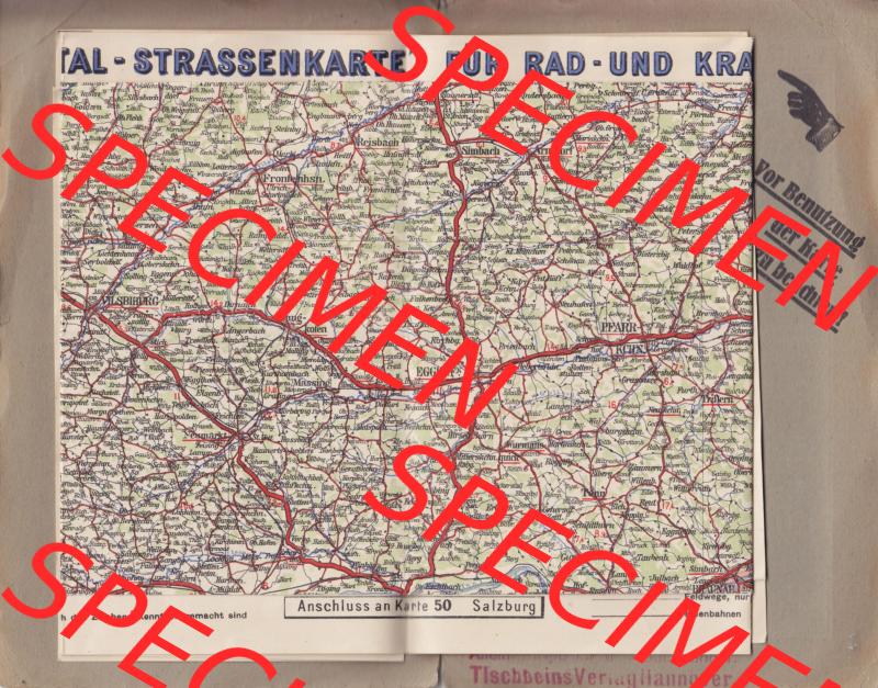 Land Bayern, Passau, Straßenkarte um 1930, Continental Straßenkarte Karte 46, Passau, für Rad- und Kraftfahrer Landkarte / Straßenkarte von Continental... Sammlung