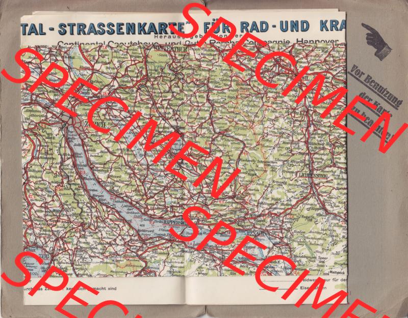Schweiz zur Zeit des Deutschen Reichs, Zürich um 1930 Continental Straßenkarte Karte 48 Zürich, für Radfahrer und Kraftfahrer Landkarte / Straßenkarte Zürich... Sammlung